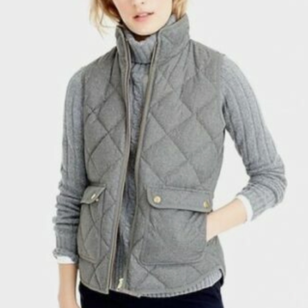 J. Crew, puffer vest, grey, size medium